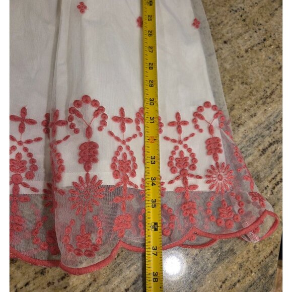 Garnet Hill Size Sz 2 Lacey Overlay Dress Sheer Sleeveless Mini Embroidered Pink - Picture 4 of 14